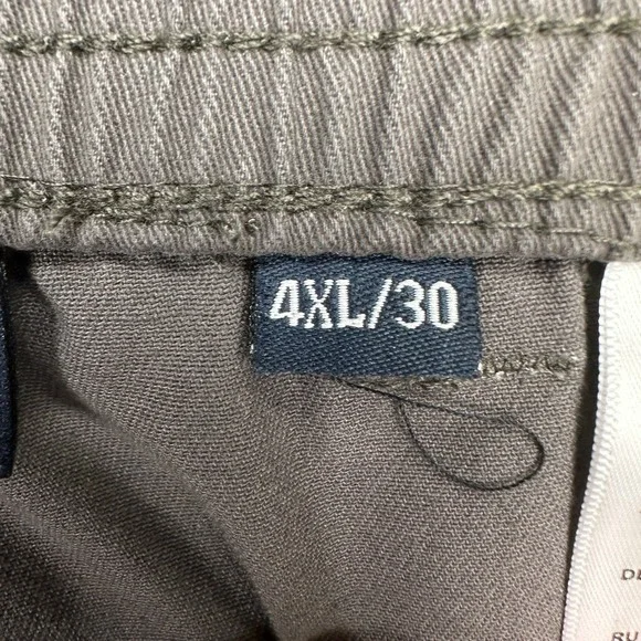 Harbor Bay Khaki Pants Men 4XL-30 Big Tall Gray Elastic Waist Pocket Comfort NEW